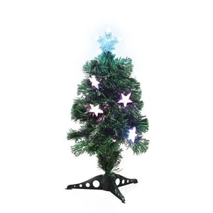 MAURY'S ALBERO DI NATALE LED E FIBRE OTTICHE 60 CM COLORE CLASSICO CON BASETTA E STELLINE LUMINOSE
