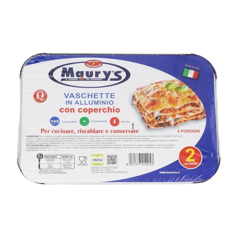 MAURY'S CONTENITORI CON COPERCHIO 6 PORZIONI IN CONFEZIONE DA 2 PEZZI