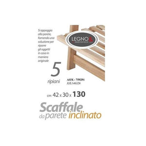 SCAFFALE DA PARETE INCLINATO CON 5 RIPIANO 42X30X H130CM