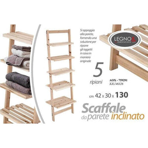 SCAFFALE DA PARETE INCLINATO CON 5 RIPIANO 42X30X H130CM