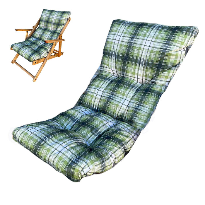 Marvin Cuscino Per Poltrona Sedia Sdraio Relax Giardino Esterno Tessuto In Legno Imbottito Reclinabile Pieghevole Verde