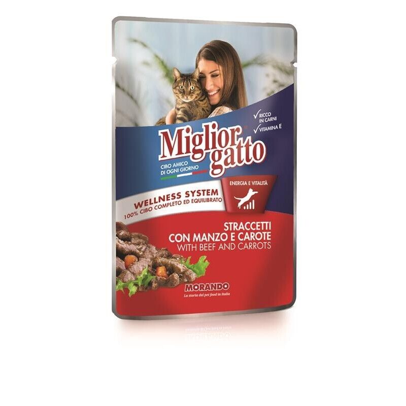 SET 24 BUSTINE MIGLIOR GATTO STRACCETTI CON MANZO E CAROTE 100 GR