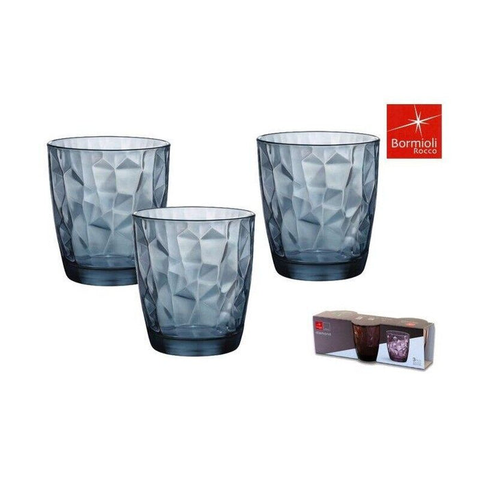 SET 6 BORMIOLI DIAMOND BICCHIERI PER ACQUA CONFEZIONI DA 3 PEZZI COLORE BLU