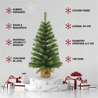 MAURY'S ALBERO DI NATALE JUTA 90 CM VERDE
