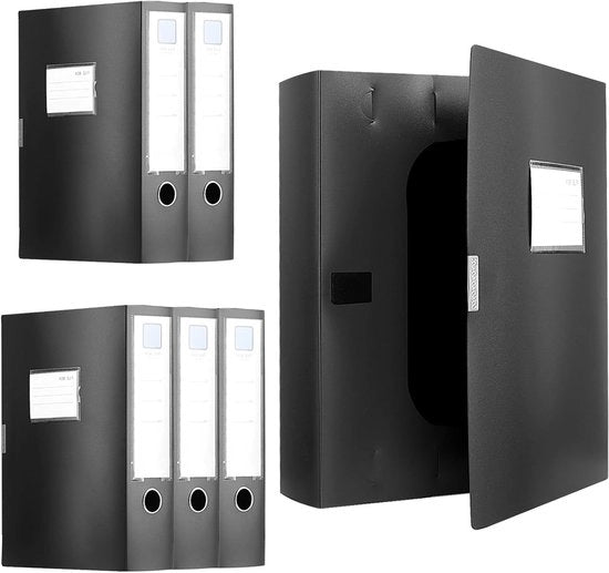 Set di Archiviazione - Scatole per Documenti - Archiviazione Documenti - Materiale Resistente - 6 Pezzi A4 - Nero