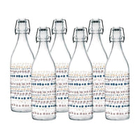 SET PORTA BOTTIGLIE IN PLASTICA + 6 BOTTIGLIE IN VETRO DA 1 LT