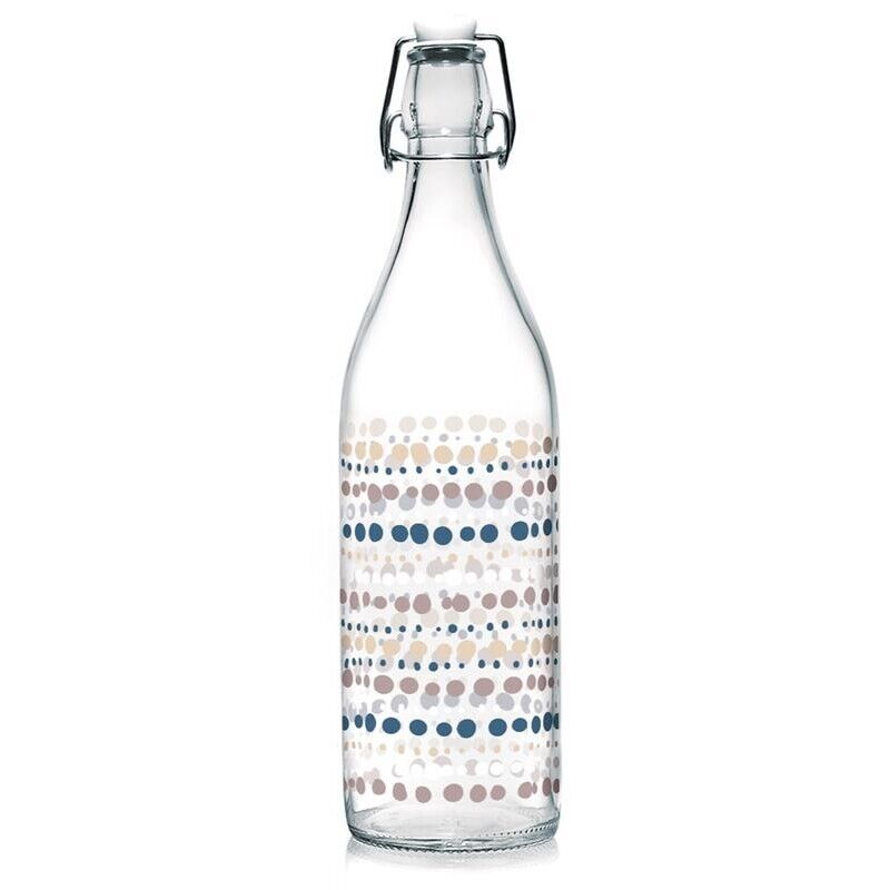 SET PORTA BOTTIGLIE IN PLASTICA + 6 BOTTIGLIE IN VETRO DA 1 LT