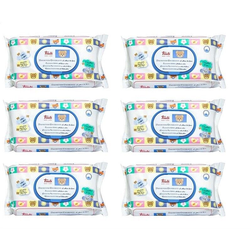 SET 6 CONFEZIONI DA 72 TRUDY BABY CARE SALVIETTINE UMIDIFICATE NETTARE DEI FIORI