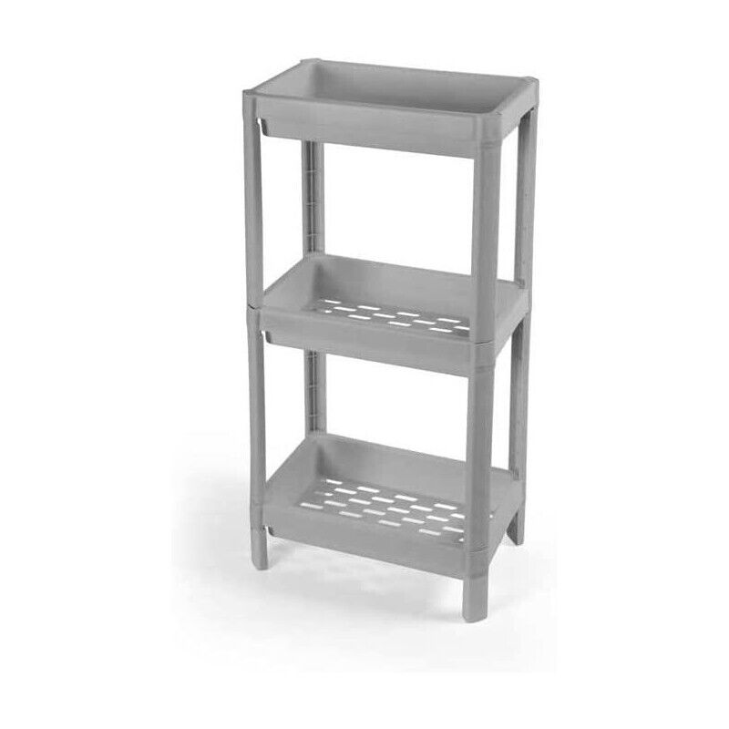 SCAFFALE IN PLASTICA CON 3 RIPIANI 36 X 23 X H70 CM COLORE GRIGIO