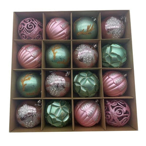 MAURY'S FANTASY BOX CONFEZIONE DA 16 SFERE DA 8 CM IN COLORE ROSA E TIFFANY