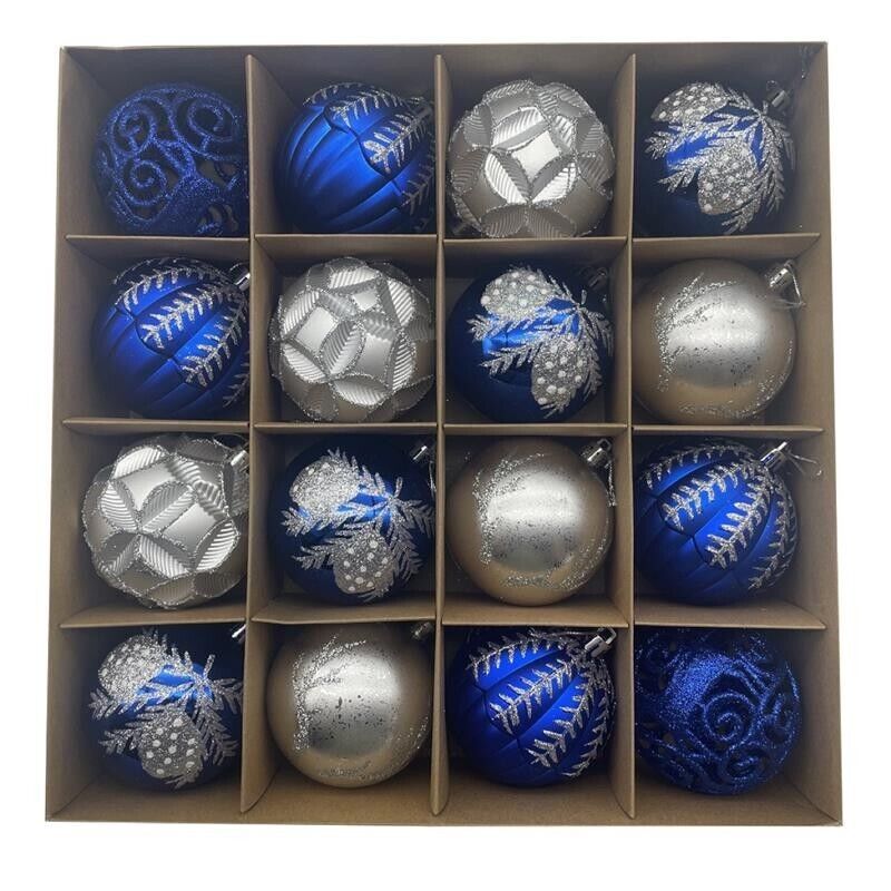 MAURY'S FANTASY BOX CONFEZIONE DA 16 SFERE DA 8 CM IN COLORE SILVER E BLU