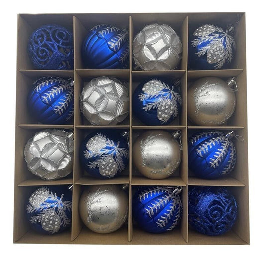 MAURY'S FANTASY BOX CONFEZIONE DA 16 SFERE DA 8 CM IN COLORE SILVER E BLU