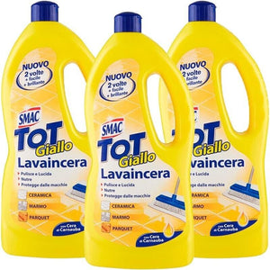 SET 3 CONFEZIONI SMAC TOT GIALLO DETERGENTE LAVAINCERA CON CERA DI CARNUBA 1 LT