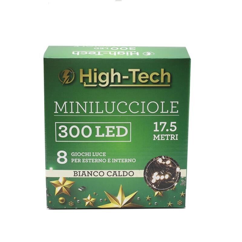 HIGH-TECH LUCI DI NATALE 300 LED BIANCO CALDO DA INTERNO E ESTERNO 13,5 METRI