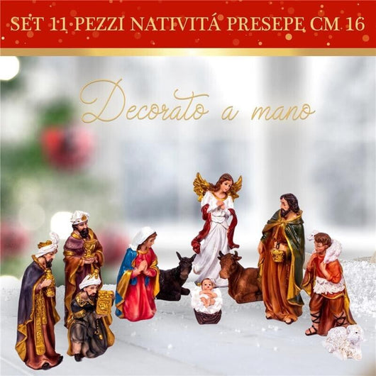 MAURY'S SET NATIVITA' DECORATO A MANO CON 11 STATUTE DA 16 CM