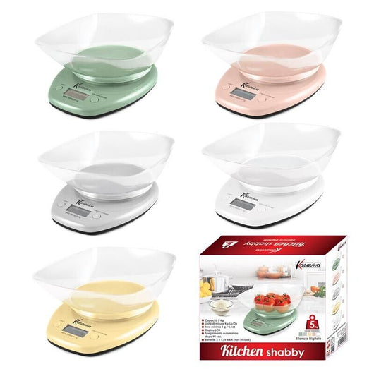 MAURY'S BILANCIA DIGITALE DA CUCINA KITCHEN SHABBY DA 5 KG COLORE ASSORTITO