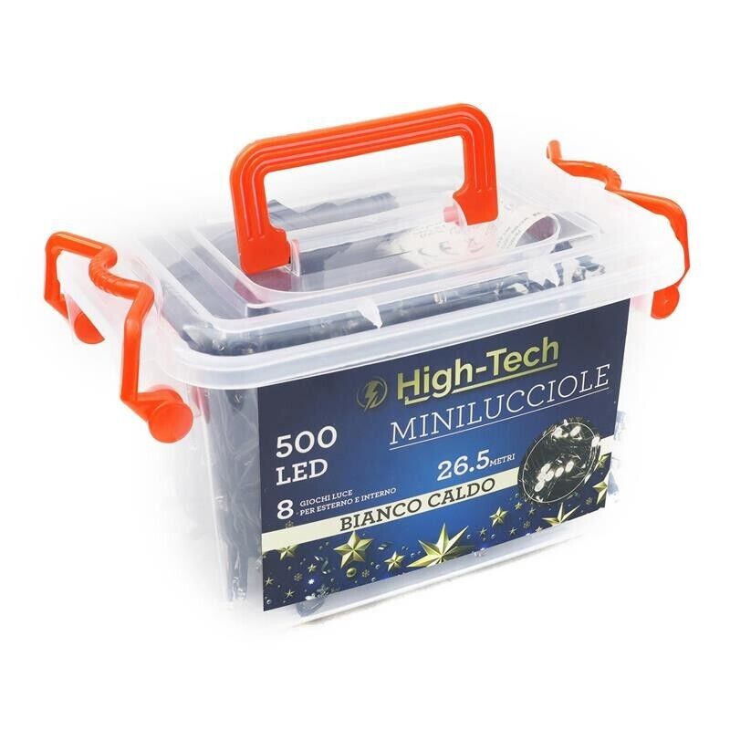 HIGH-TECH LUCI DI NATALE 500 LED BIANCO CALDO DA INTERNO E ESTERNO 26,5 METRI