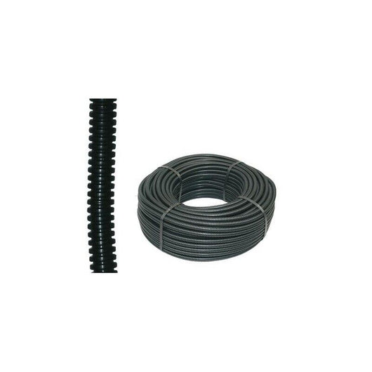 TUBO CORRUGATO PIEGHEVOLE IN PVC NERO CON TIRAFILO D16 ROTOLO DA 25 MT
