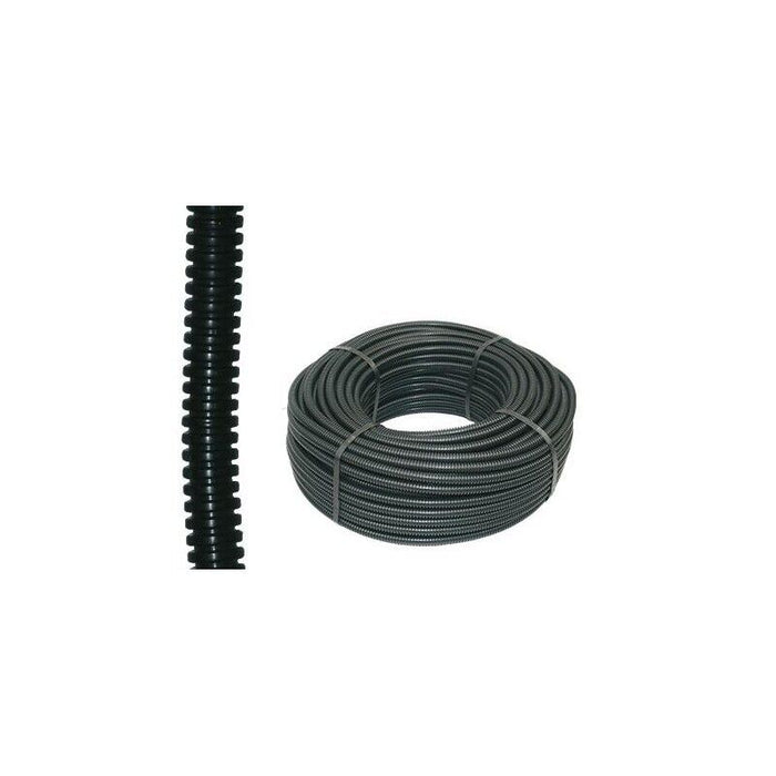 TUBO CORRUGATO PIEGHEVOLE IN PVC NERO CON TIRAFILO D16 ROTOLO DA 25 MT