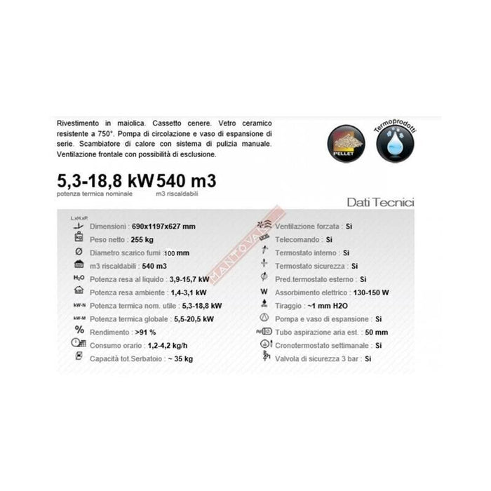 TERMOSTUFE PELLET BORDEAUX ISIDE 2.0