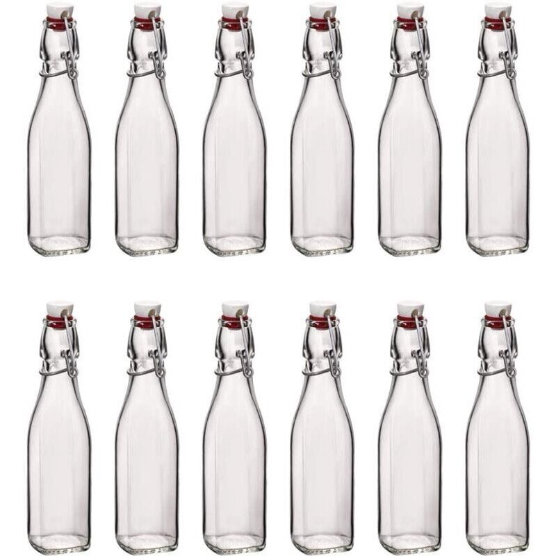 SET 12 BOTTIGLIE IN VETRO SWING CON TAPPO A CHIUSURA ERMETICA 0.250 LT