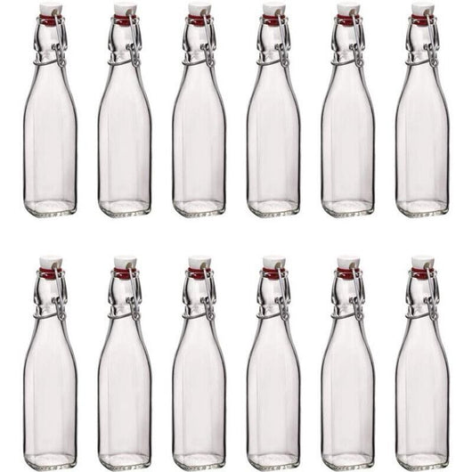 SET 12 BOTTIGLIE IN VETRO SWING CON TAPPO A CHIUSURA ERMETICA 0.250 LT