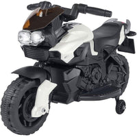 MOTO ELETTRICA CAVALCABILE CON FUNZIONAMENTO A BATTERIA 6V 4AH NERA E BIANCA