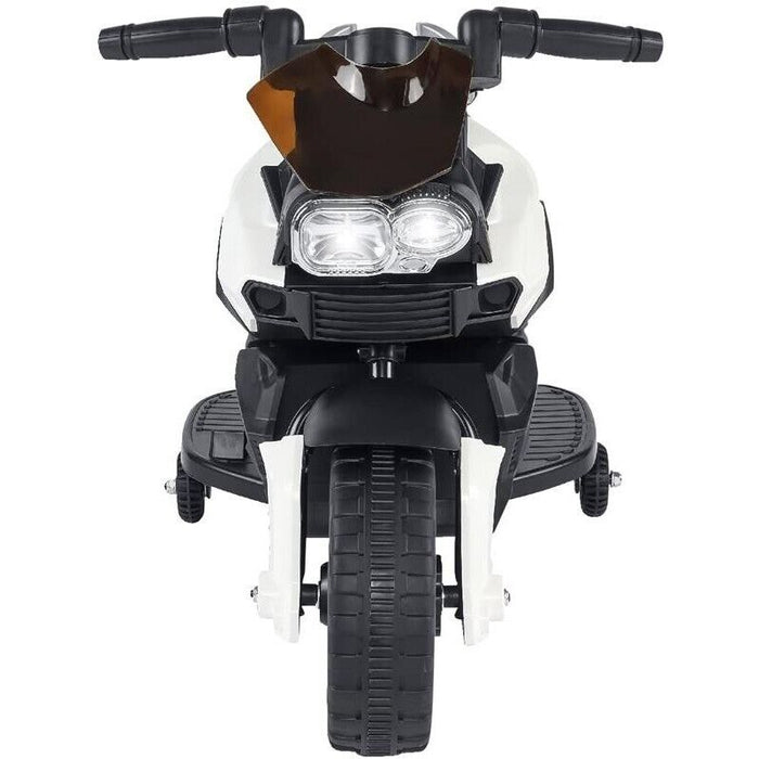 MOTO ELETTRICA CAVALCABILE CON FUNZIONAMENTO A BATTERIA 6V 4AH NERA E BIANCA