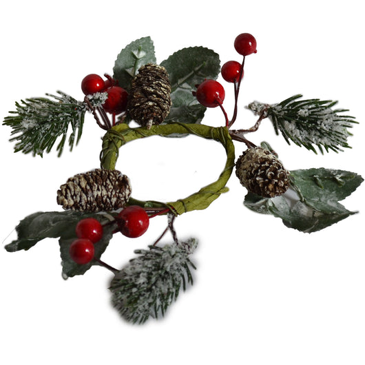 GIROCANDELA NATALIZIO CON BACCHE DIAM. INT. 5 CM