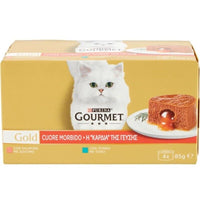 PURINA GOURMET GOLD PATÈ CON MORBIDO CUORE GR 85X4 PZ CON MTONNO E SALMONE