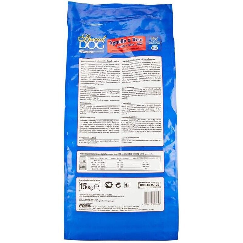 SPECIAL DOG CROCCHETTE CON AGNELLO E RISO PREMIUM FORMATO DA 15 KG