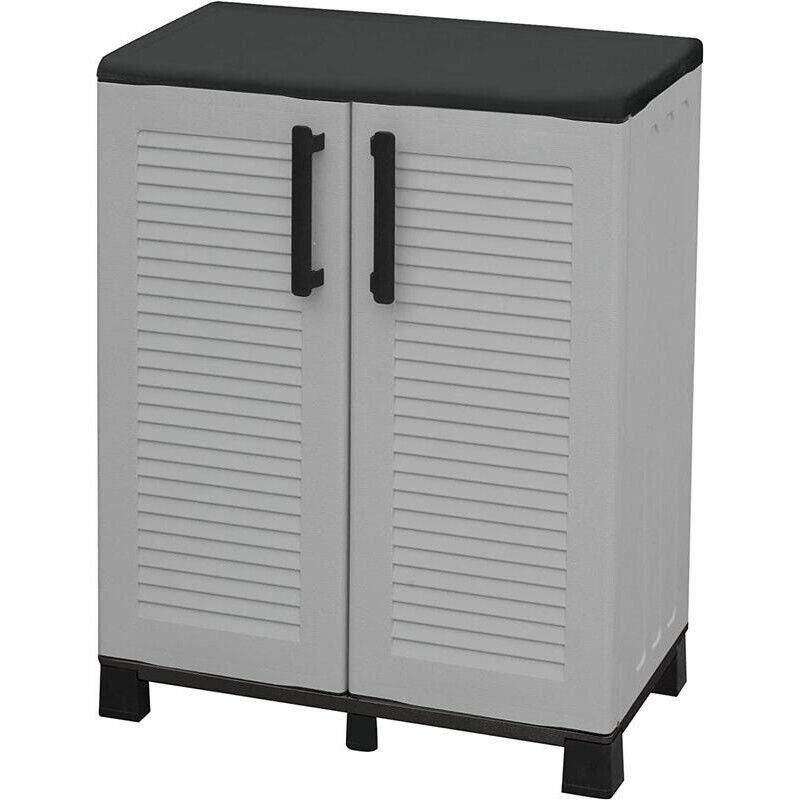 ARMADIO BASSO IN POLIPROPILENE 2 ANTE E RIPIANO 68 X 37 X H90 CM
