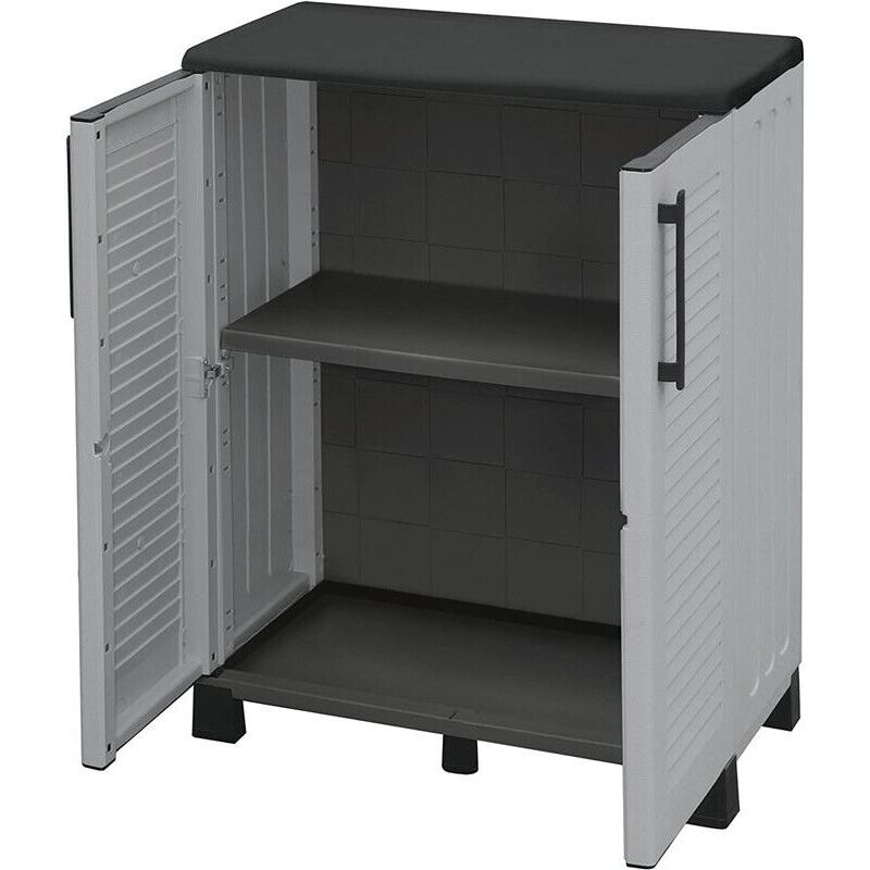 ARMADIO BASSO IN POLIPROPILENE 2 ANTE E RIPIANO 68 X 37 X H90 CM