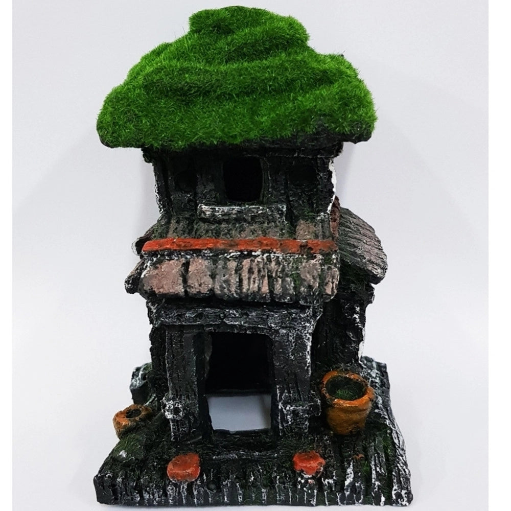 Trade Shop - Pagoda Piccola Casa Rocciosa 10x9x14.5cm Ornamento Acquario Decorazioni Pietra -