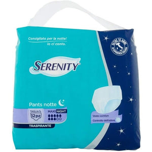 SERENITY PANTS NOTTE MUTANDINA ASSORBENTE TRASPIRANTE TAGLIA L 12 PZ