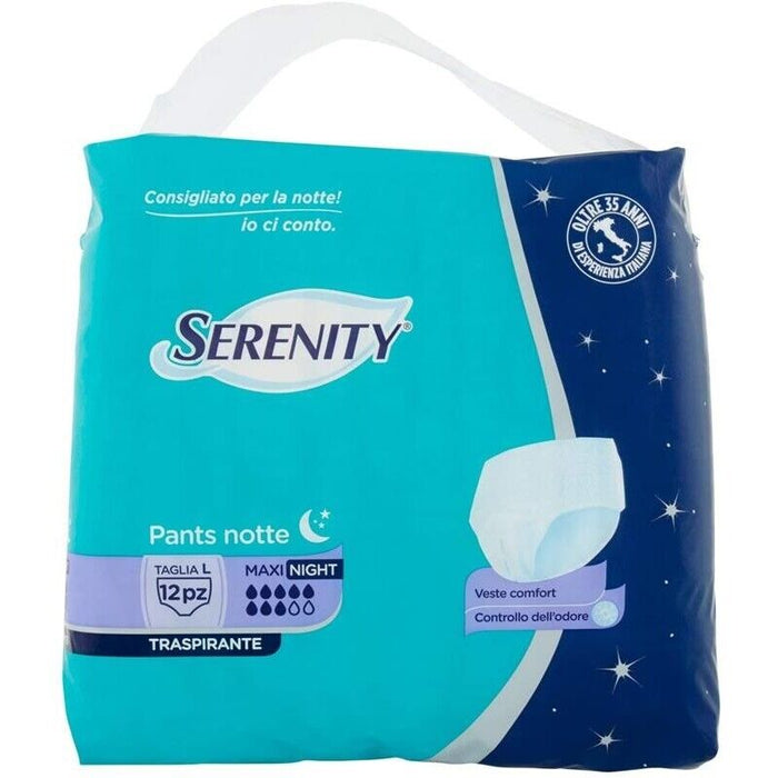 SERENITY PANTS NOTTE MUTANDINA ASSORBENTE TRASPIRANTE TAGLIA L 12 PZ
