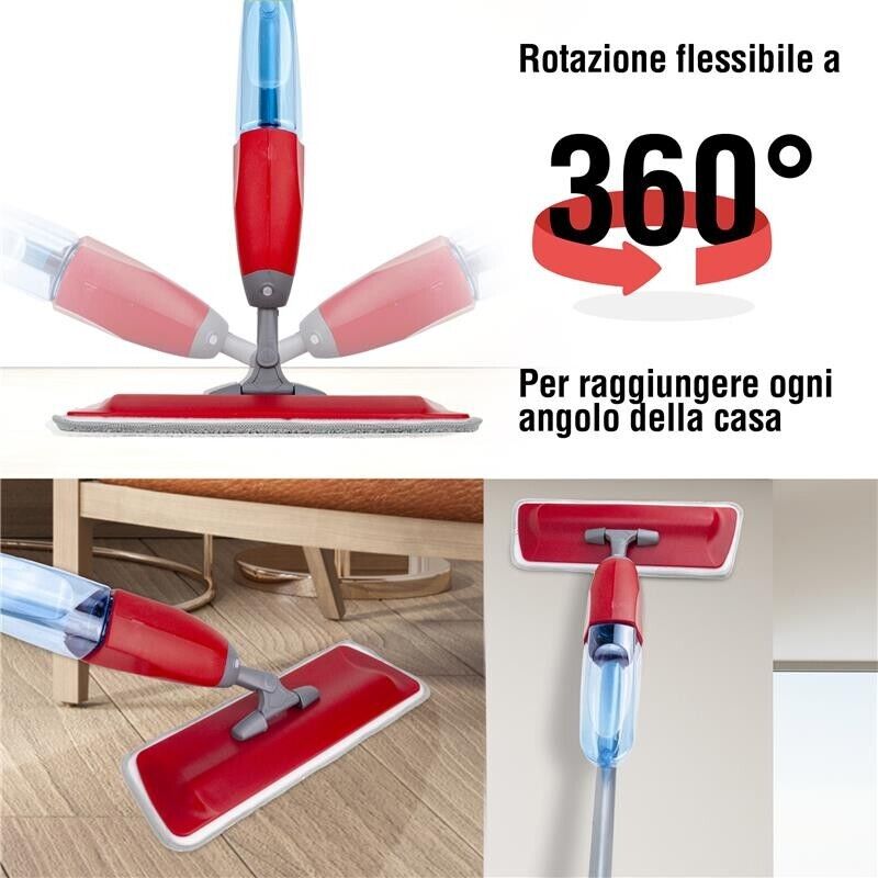 MAURY'S SPRAY MOP VAPORIZZATORE 600ML CON 3 RICAMBI DI PANNO IN MICROFIBRA