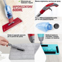 MAURY'S SPRAY MOP VAPORIZZATORE 600ML CON 3 RICAMBI DI PANNO IN MICROFIBRA