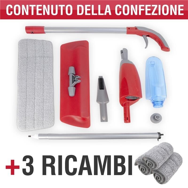 MAURY'S SPRAY MOP VAPORIZZATORE 600ML CON 3 RICAMBI DI PANNO IN MICROFIBRA