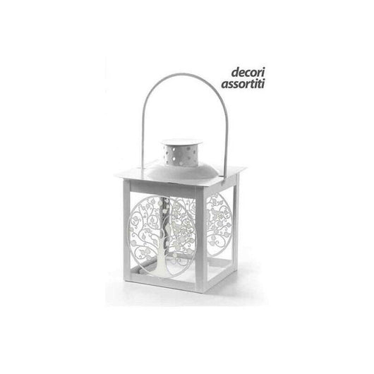 MINI LANTERNA BIANCA CON ALBERO DELLA VITA 7,5 X H10,5 CM