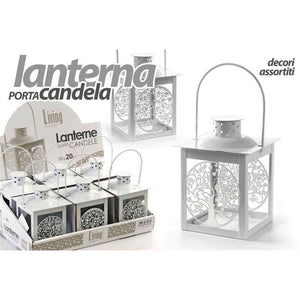 MINI LANTERNA BIANCA CON ALBERO DELLA VITA 7,5 X H10,5 CM