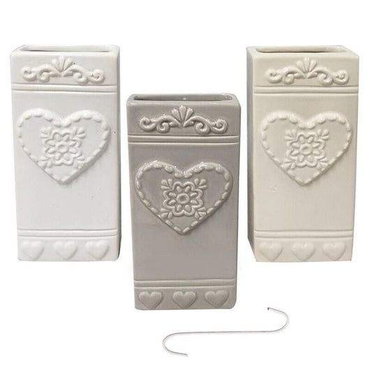 SET 3 MAURY'S HEART EVAPORATORE IN CERAMICA 7 X 3,5X H17,5 IN COLORE ASSORTITO