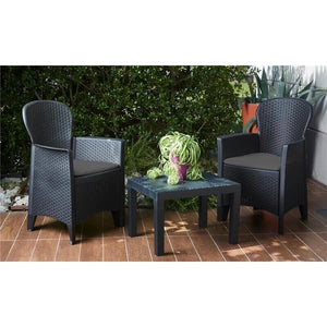 MAURY'S AKITA SALOTTO DA GIARDINO ANTRACITE  CON CUSCINI 3 PZ