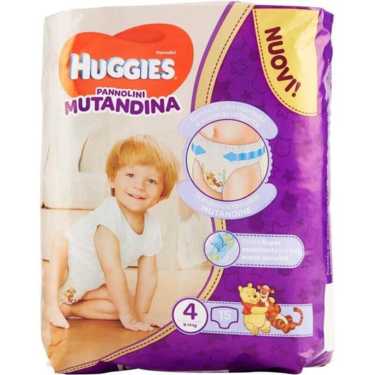 HUGGIES PANNOLINI MUTANDINA UNISEX  IN CONFEZIONE DA 15 PEZZI TAGLIA 4 9-14 KG