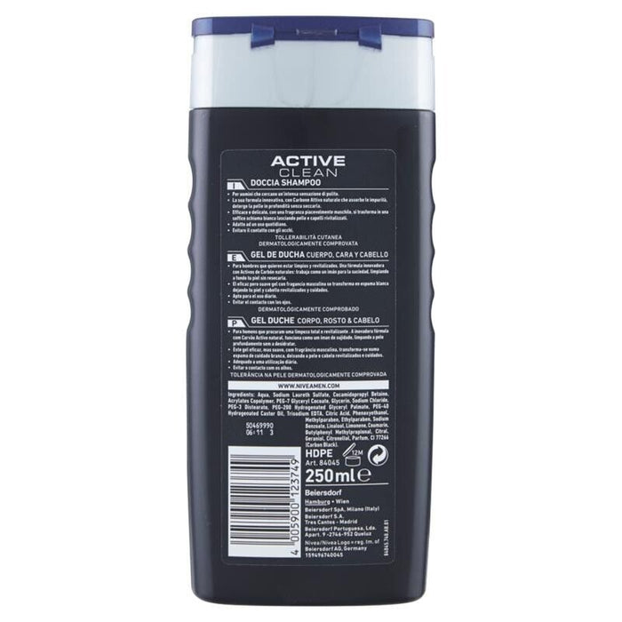 SET 3 CONFEZIONI NIVEA DOCCIA MEN ACTIVE CLEAN IN FORMATO DA 250 ML