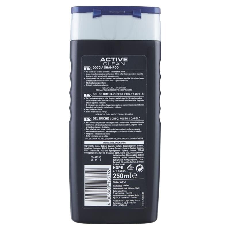 SET 3 NIVEA DOCCIA MEN ACTIVE CLEAN IN FORMATO DA 250 ML