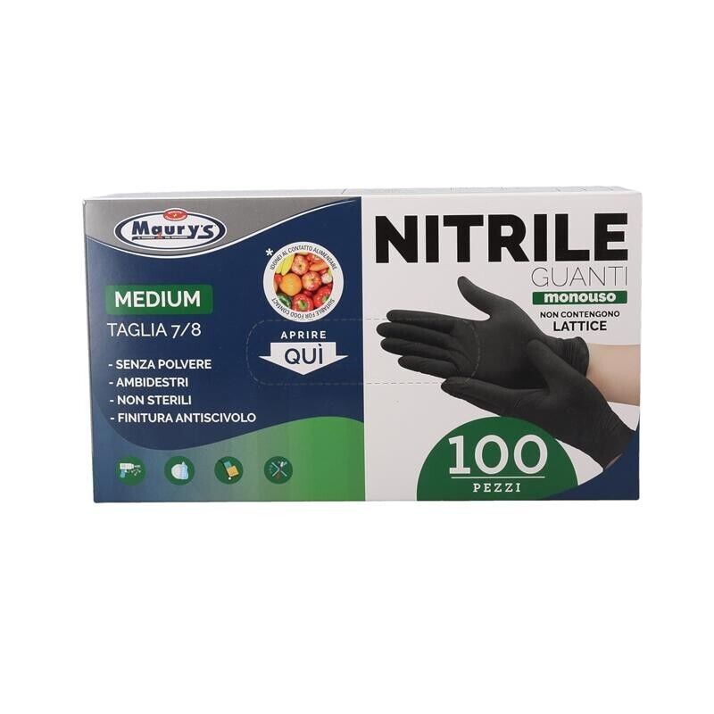 PERFECT HOUSE GUANTI IN NITRILE IN CONFEZIONE DA 100PZ TG M COLORE NERO