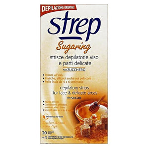 STREP STRISCE DEPILATORIE VISO 20PZ SUGARING - ZUCCHERO DI CANNA E CERA D'API