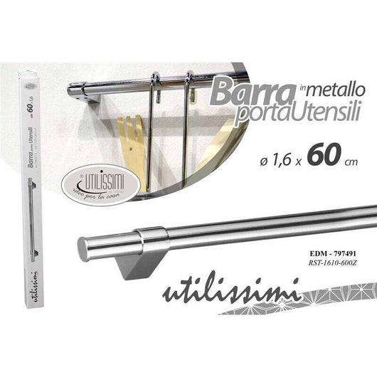 BARRA IN METALLO PORTAUTENSILI PER CUCINA 1,6X60 CM
