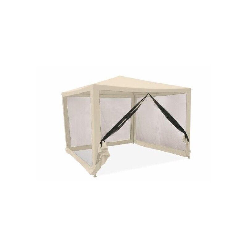 GAZEBO CON ZANZARIERA IN FERRO 3 X 3 METRI COLORE ECRU